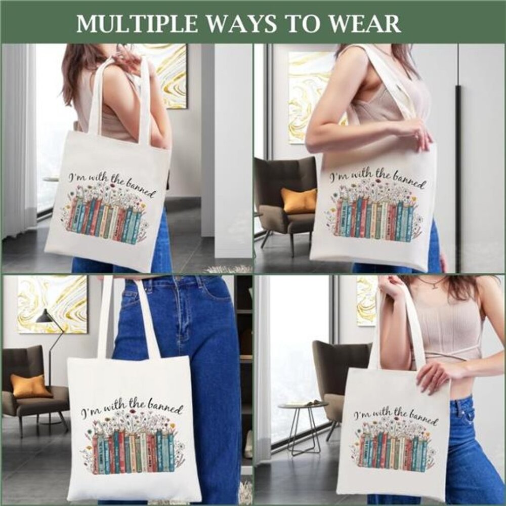 Canvas Tote Bag for Women Aesthetic Cute Cat Shopping Grocery Reusable Bag - Picture 5 of 7